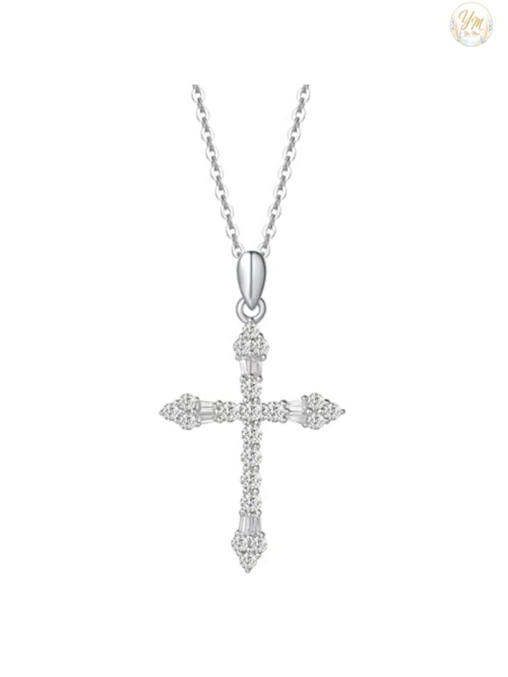 Sterling Silver Cubic Zirconia Twisted Cross Infinity Necklace 18 Inch